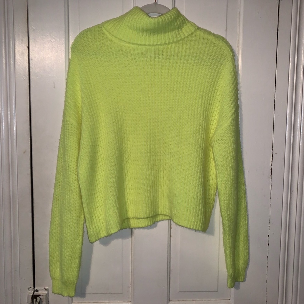 Neon Lime Turtleneck Sweater